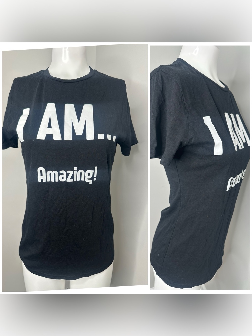 I AM... Amazing! Black Graphic Tee - Women's Short Sleeve M